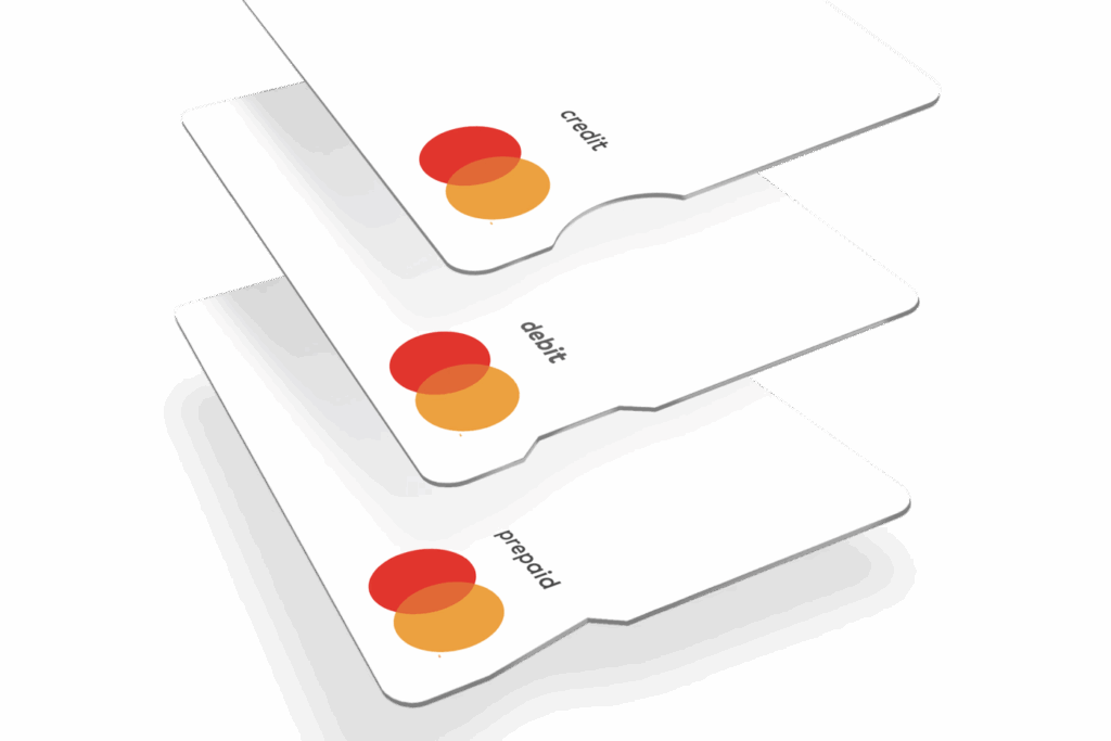 Mastercard’s accessible card designs with distinct notches for credit, debit, and prepaid cards