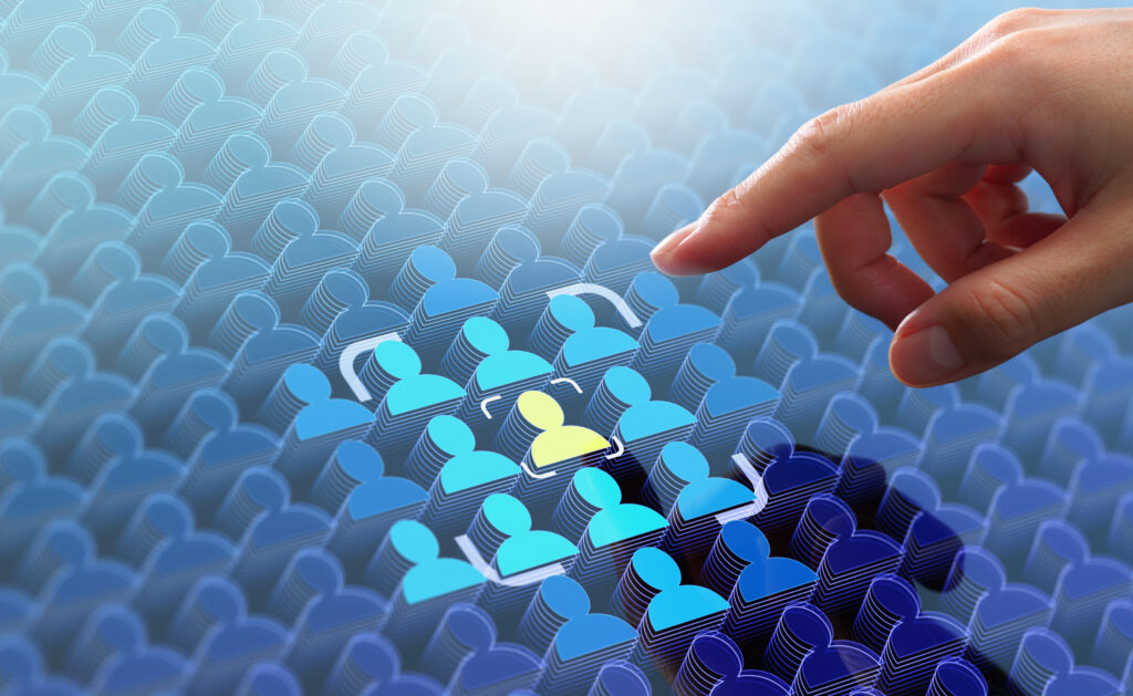 Hand selecting a target customer from a group to represent brand audience targeting